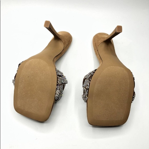 Steve Madden Jazlin Rhinestone Square Open Toe Stiletto Mule Heeled Sandal - Picture 14 of 16